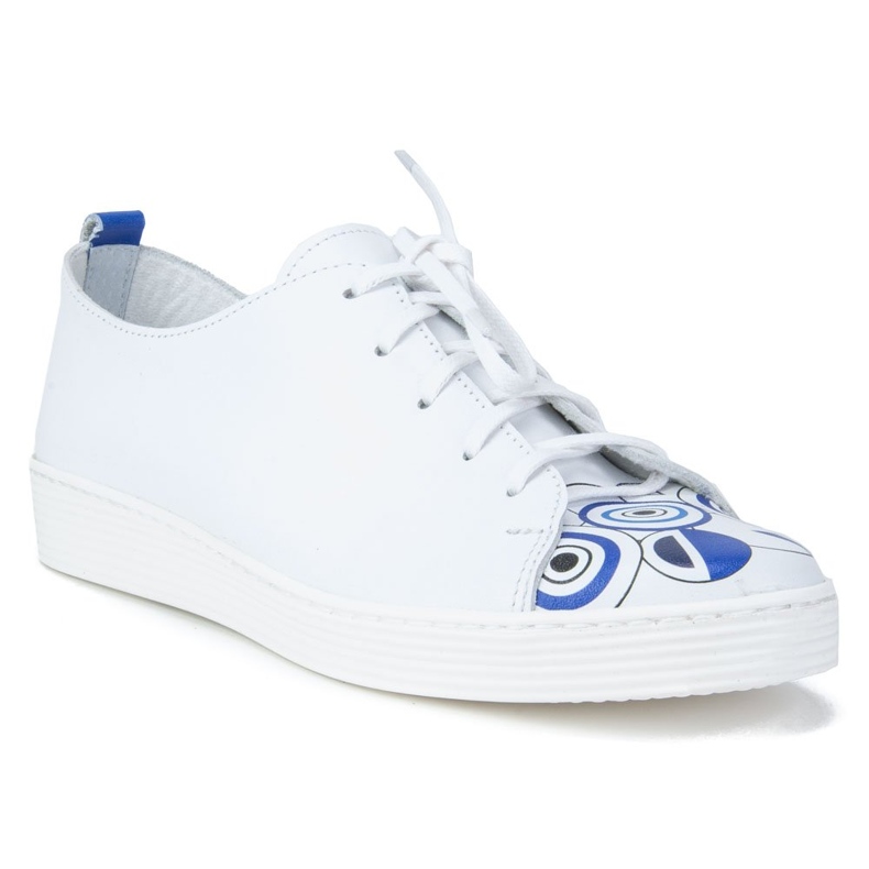 Filippo 10102 Zara Chaussures Blanches + Imprimé Bleu 1