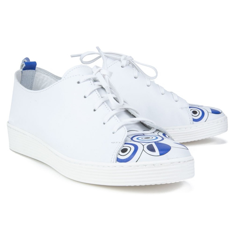 Filippo 10102 Zara Chaussures Blanches + Imprimé Bleu 2
