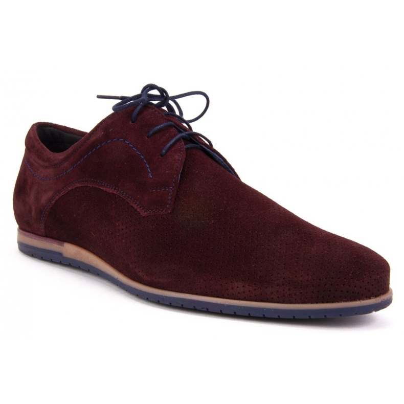 Chaussures Filippo 731 Bordo velours avec perforation rouge 1