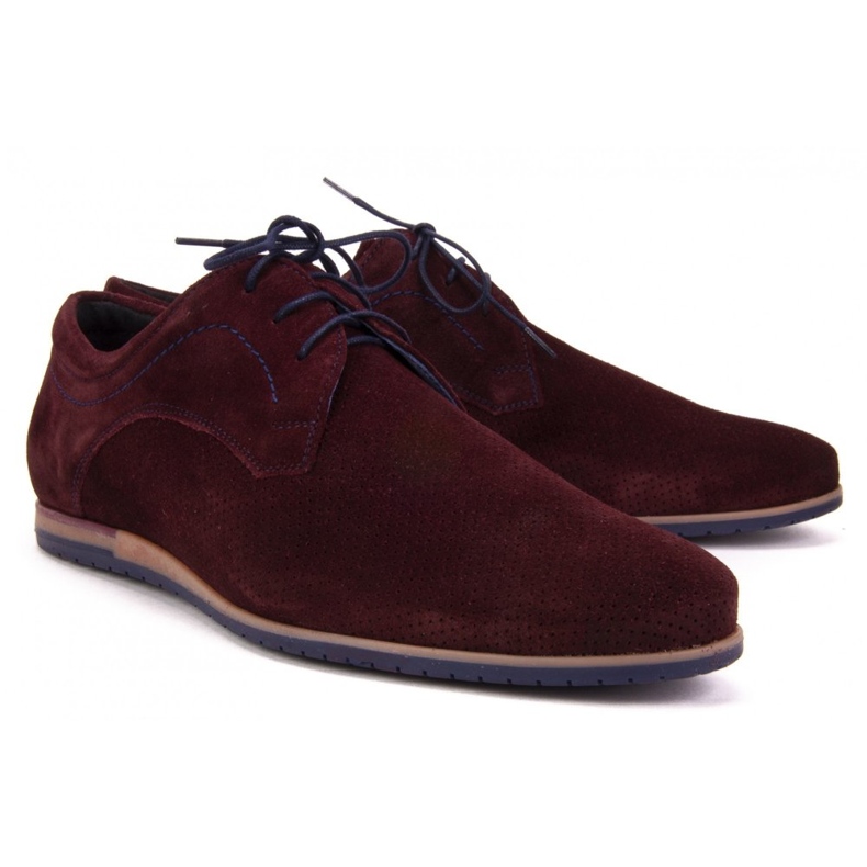 Chaussures Filippo 731 Bordo velours avec perforation rouge 2