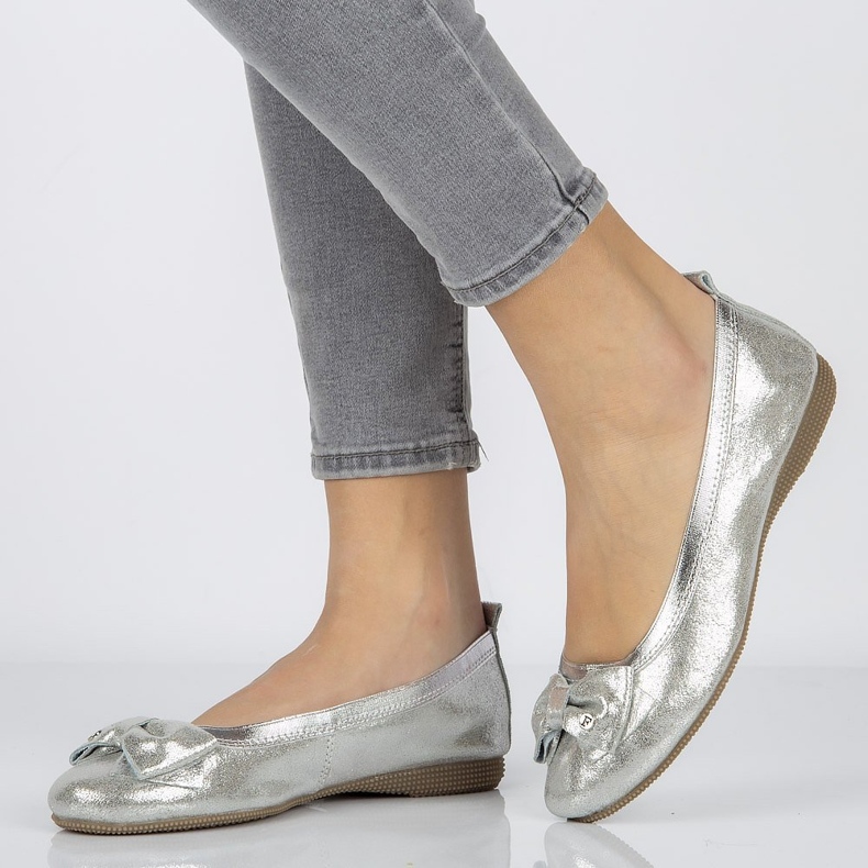 Ballerines en cuir Filippo DP1409/20 Si argent gris 1