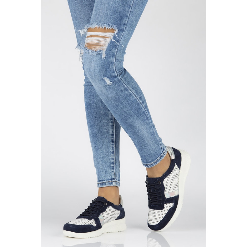 Chaussures Filippo DP1389/20 Wh Nv Blanc Marine blanche bleu marin jaune 1