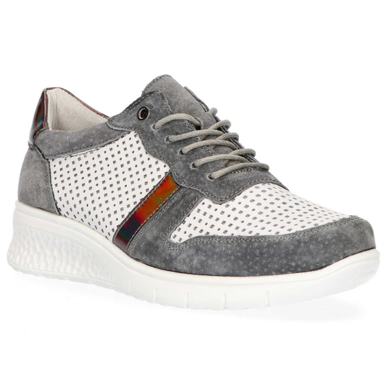 Chaussures en cuir Filippo DP1389 / 20 Wh Gr Gris blanche jaune 2