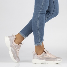 Baskets femme en cuir Filippo DP1411/20 Pi rose 3
