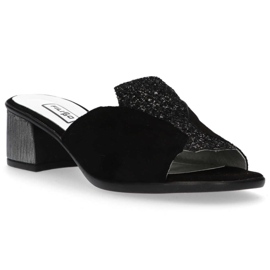 Babouche Filippo 1442 Daim Noir Paillettes le noir 4