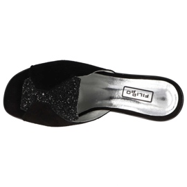 Babouche Filippo 1442 Daim Noir Paillettes le noir 8