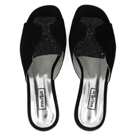 Babouche Filippo 1442 Daim Noir Paillettes le noir 11