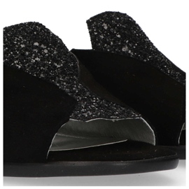 Babouche Filippo 1442 Daim Noir Paillettes le noir 2