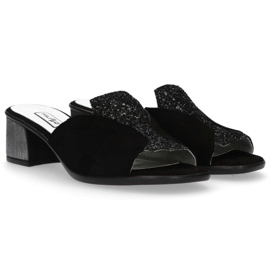 Babouche Filippo 1442 Daim Noir Paillettes le noir 3