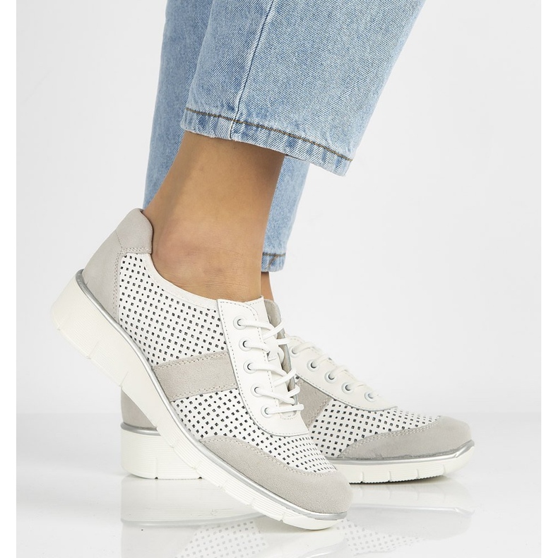 Chaussures en cuir Filippo DP028 / 21 Wh blanc à lacets blanche 2