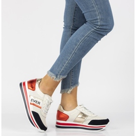 Baskets en cuir Filippo DP1414 / 21 Wh blanc blanche rouge bleu marin 2