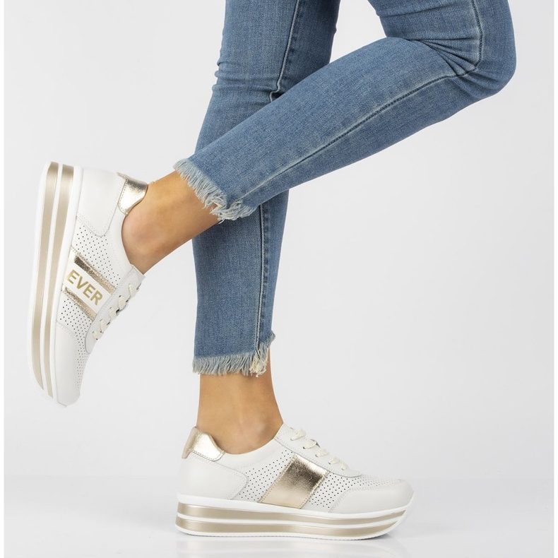 Sneakers en cuir Filippo DP1414/21 Wh Go or blanc blanche d'or 2