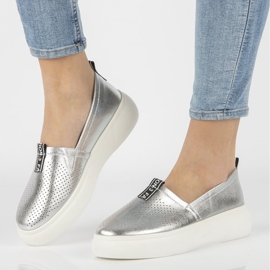 Slip-ons en cuir Filippo DP2027 / 21 Si argent 1