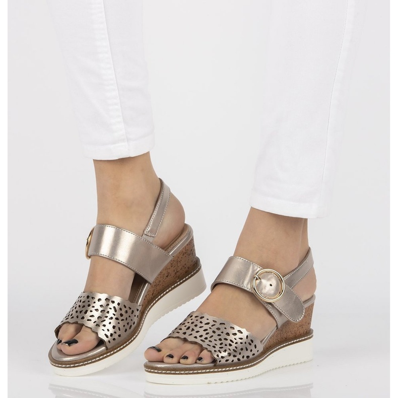 Sandales compensées Filippo DS2077/21 Go dorées 1