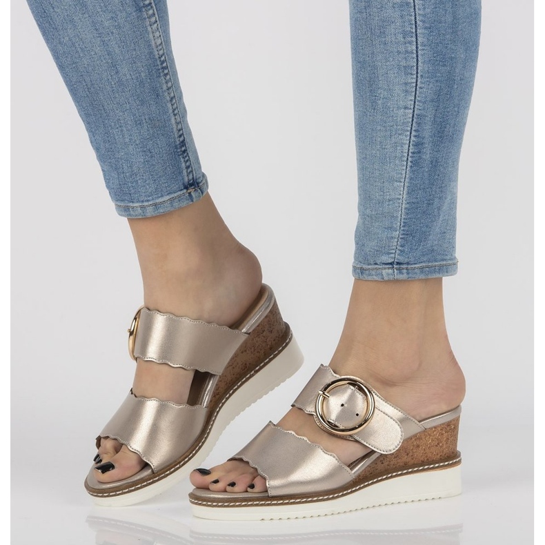 Chaussons dorés sur la cale Filippo DK2078/21 Go d'or 1