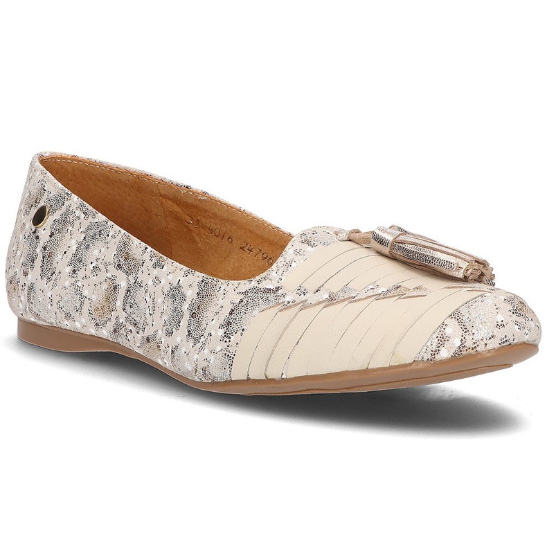 Ballerines en cuir Filippo 04016 beige doré d'or 1 Ballerines en cuir Filippo 04016 beige doré d'or 1