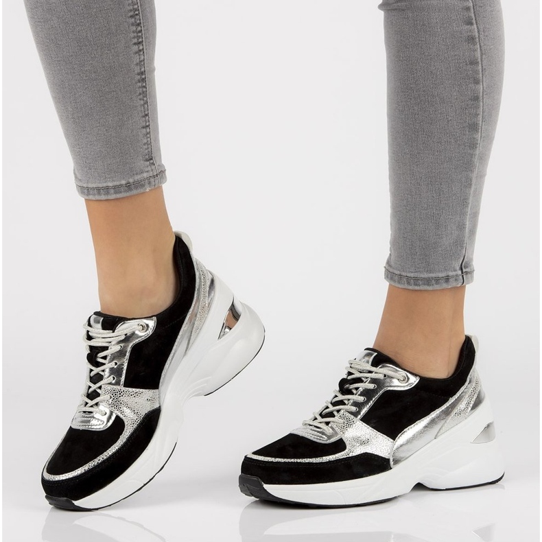 Baskets en cuir Filippo DP2056/21 Bk Si noir argent 1