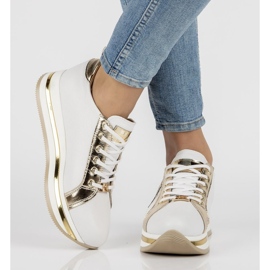 Baskets en cuir Filippo 096 blanc et or doré 1