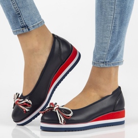 Ballerines en cuir Filippo DP2159/21 Nv bleu marine rouge 1