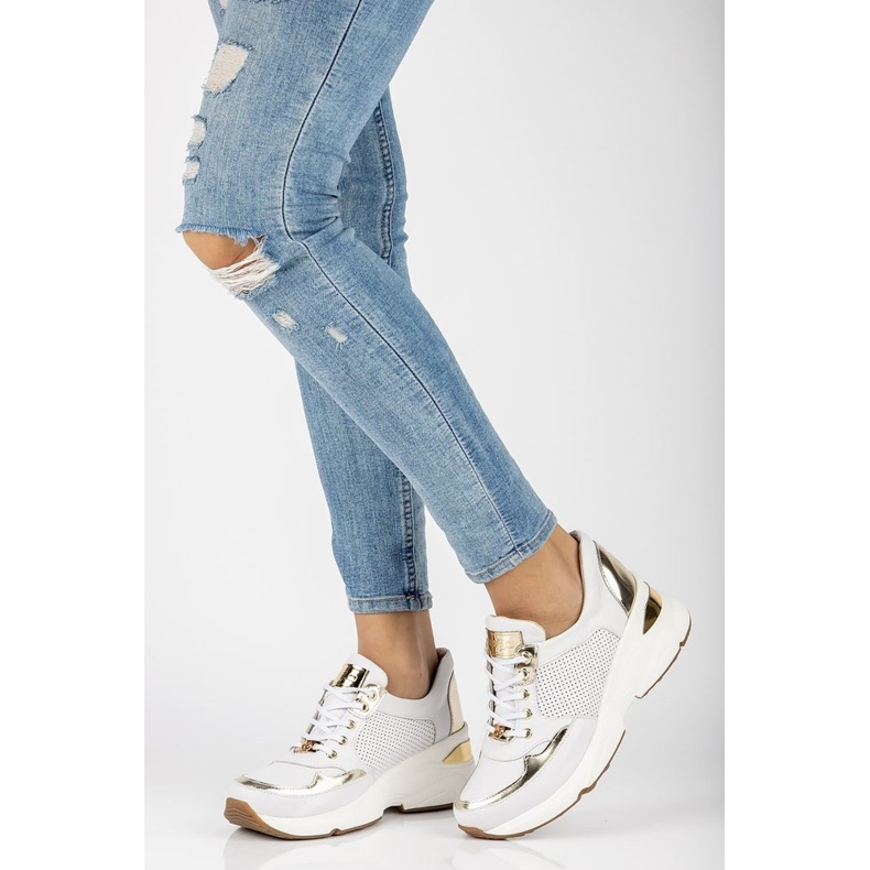 Baskets en cuir Filippo 087D or blanc blanche d'or 2