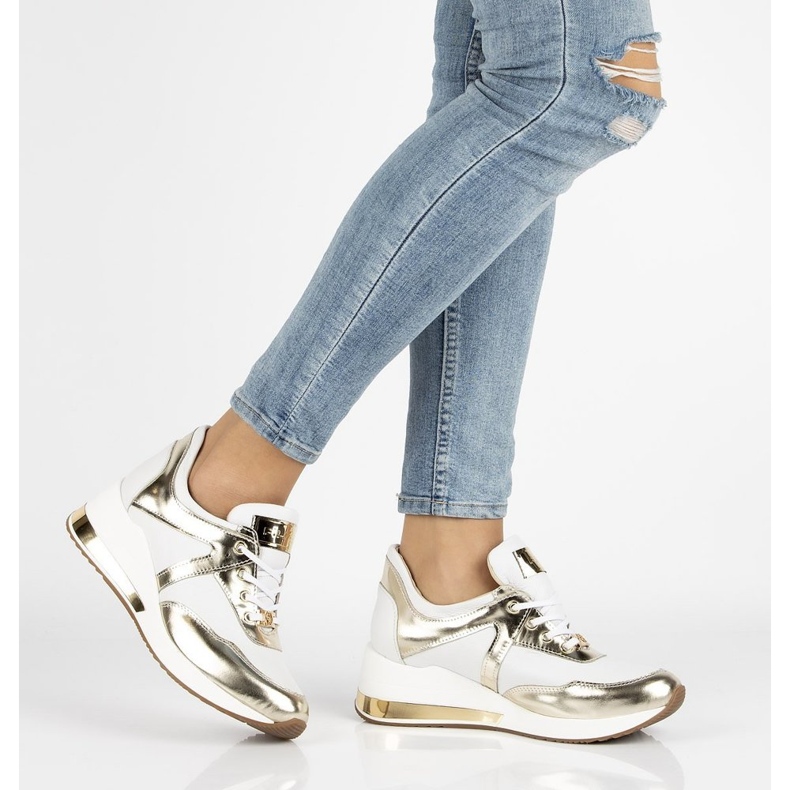 Baskets en cuir Filippo 086 blanc blanche d'or 1