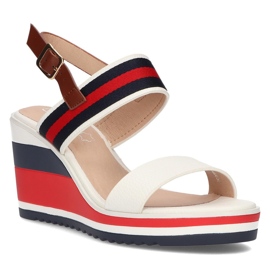 Sandales compensées Filippo DS2094 / 21 Wh Nv blanc rouge bleu marine 1