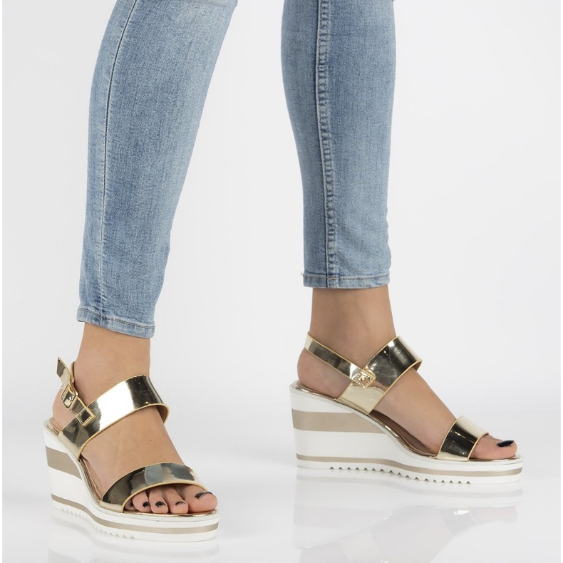 Sandales compensées Filippo DS2094/21 Go dorées d'or 1