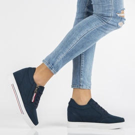 Baskets compensées en cuir Filippo DP2350/21 Nv bleu marine 1