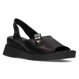 Sandales noires sur le coin Filippo DS2355 / 21 Bk le noir 1