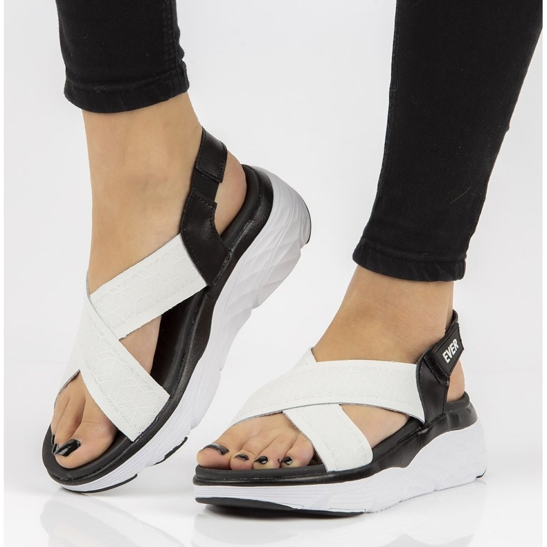 Sandales en cuir Filippo DS2015/21 WH/BK noir et blanc 1