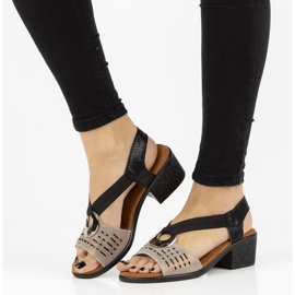 Sandales en cuir Filippo DS2308/21 Bk Go noir et or le noir d'or 1