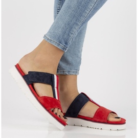 Chaussons en cuir Filippo DK2170 / 21 Rd Nv rouge bleu marin 1