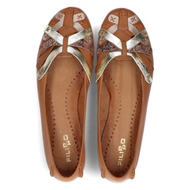 Ballerines en cuir Filippo 01358 rouge brun 5