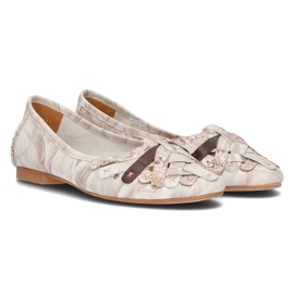 Ballerines en cuir Filippo 01358 beige 2