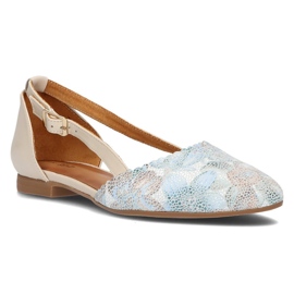 Chaussures en cuir Filippo 4972A beige et turquoise 1