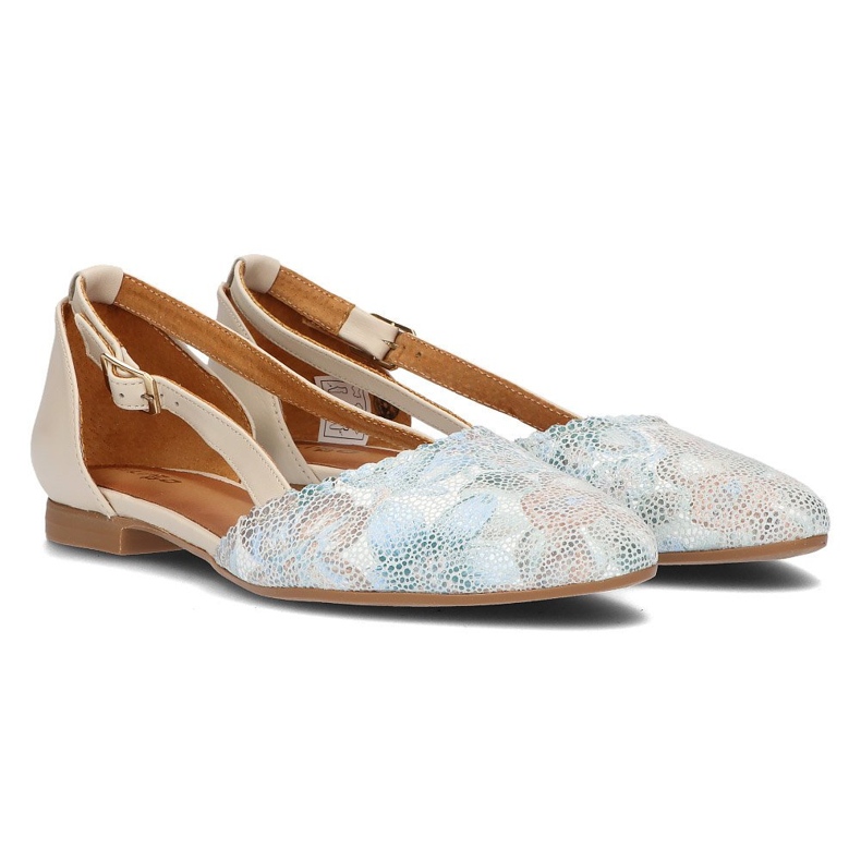 Chaussures en cuir Filippo 4972A beige et turquoise 2
