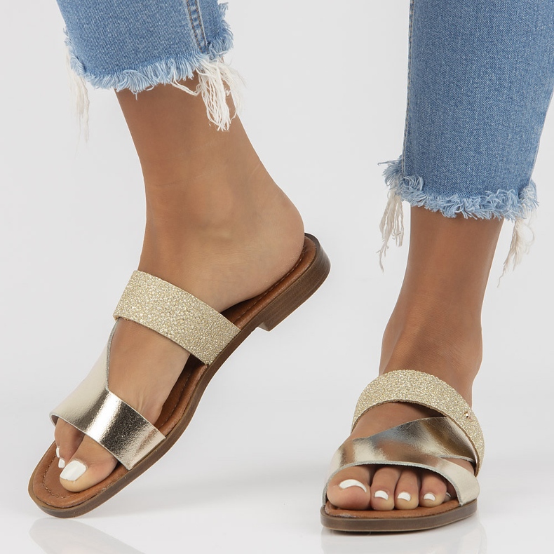 Babouches en cuir Filippo 40 260 or doré 1