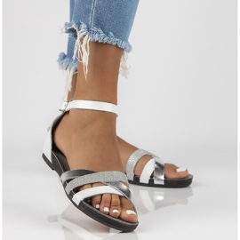 Sandales en cuir Filippo 40225 blanc et argent 1