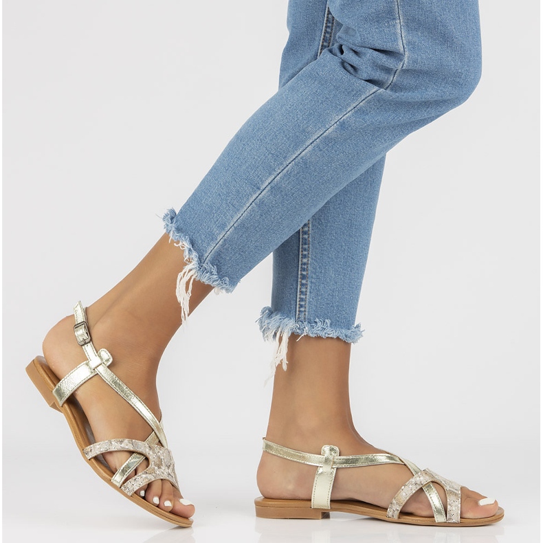 Sandales en cuir Filippo 05186-25 / 00-5 doré 1