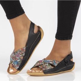 Sandales en cuir Filippo 00994-57 / 00-5 noir multicolore 1