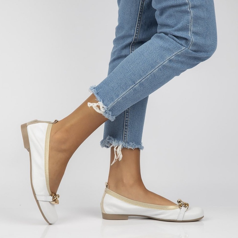 Ballerines Filippo 100 cuir blanc blanche 1