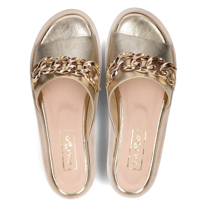 Babouches en cuir Filippo 105 or doré 1