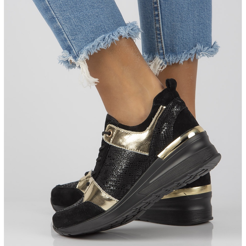 Baskets en cuir Filippo DP3170 / 21 Bk or noir doré 1