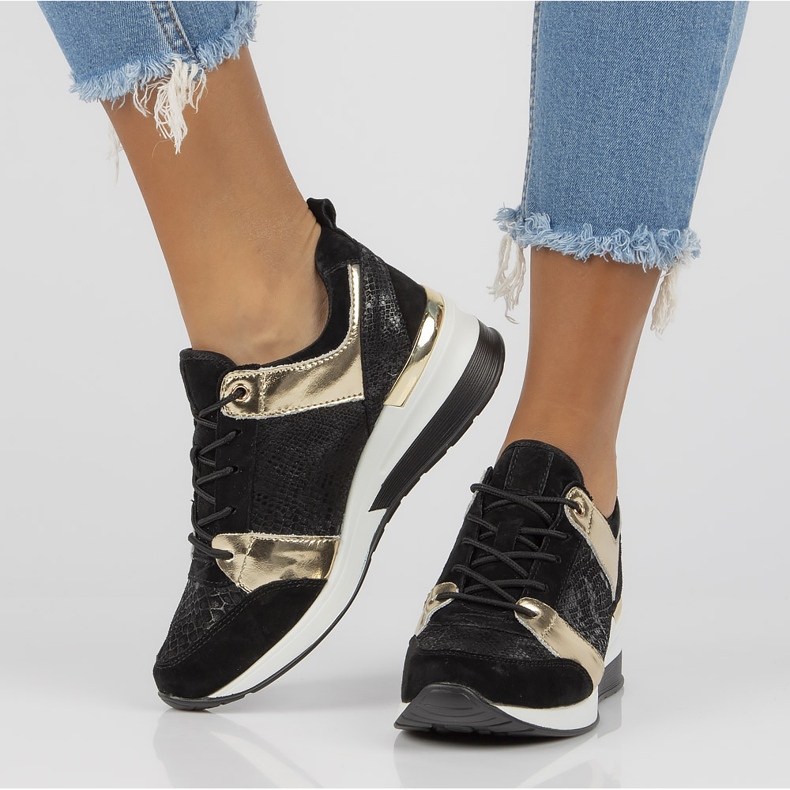 Baskets en cuir Filippo DP3170/21 Go or noir le noir 2