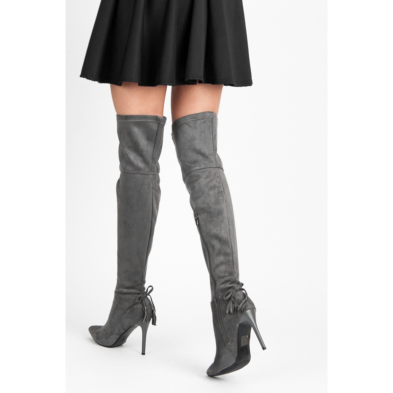 Vices Bottes boho sur un talon haut gris 1