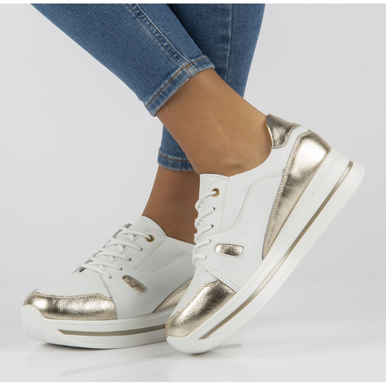 Baskets en cuir Filippo DP3407 / 21 Wh blanc blanche d'or 1