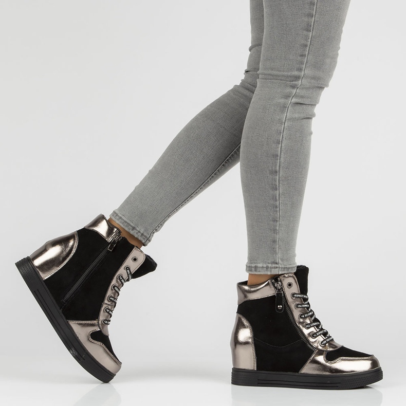 Bottes en cuir Filippo DBT3148 / 21 Bk Gn nickel foncé le noir argent 2
