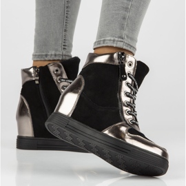 Bottes en cuir Filippo DBT3148 / 21 Bk Gn nickel foncé le noir argent 1