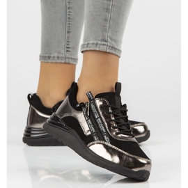 Baskets en cuir Filippo DP3149/21 Bk Gn nickel foncé noir argent 1