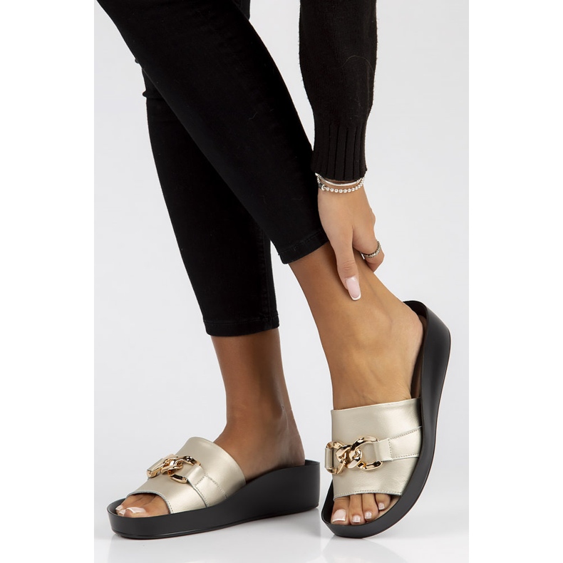 Babouches en cuir Filippo DK3590/22 Go doré d'or 2 Babouches en cuir Filippo DK3590/22 Go doré d'or 2